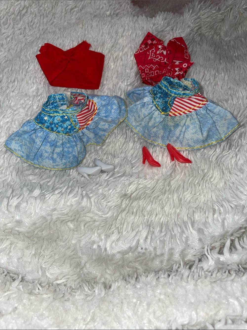 Barbie All American Denim USA Pride Set Skirt Tank Shoes Best Friends Outfit